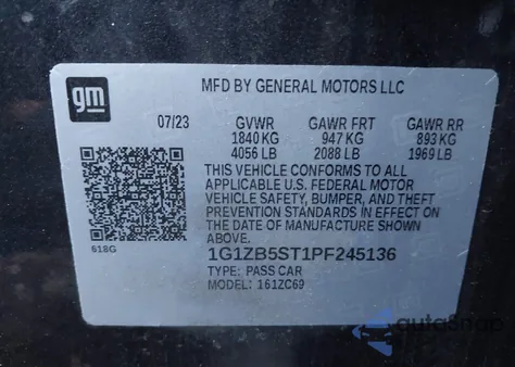 2023 Chevrolet Malibu Fwd Ls from USA, damaged, VIN 1G1ZB5ST1PF245136